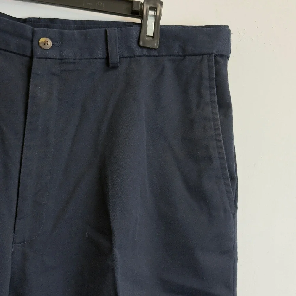 Haggar Mens Navy Blue Flat Front Chino Shorts Size 38 Expandable Twill Casual 8